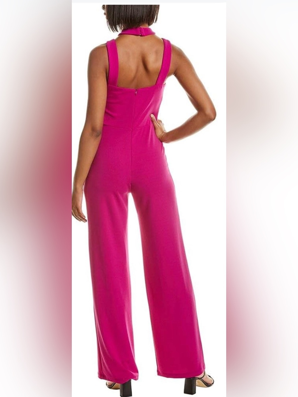 bebe Magenta Sleeveless Wide-Leg Jumpsuit